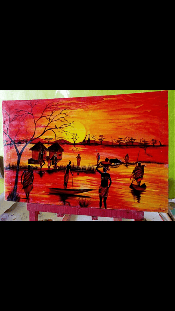 Hand Painted: African Evening Sun - WallArtKenya- Art Kenya