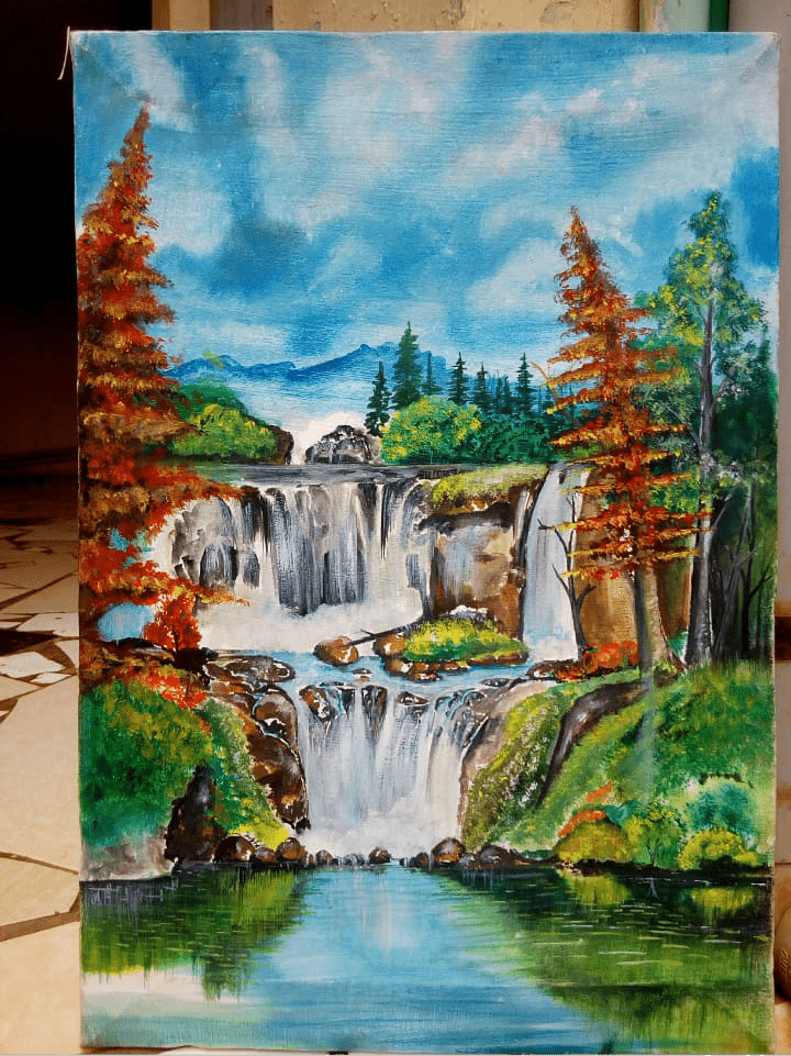 Hand Painted: Waterfalls - WallArtKenya- Art Kenya