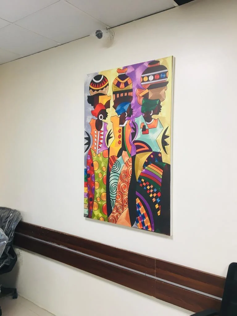 Artwork installation at Bliss HQ, view 1