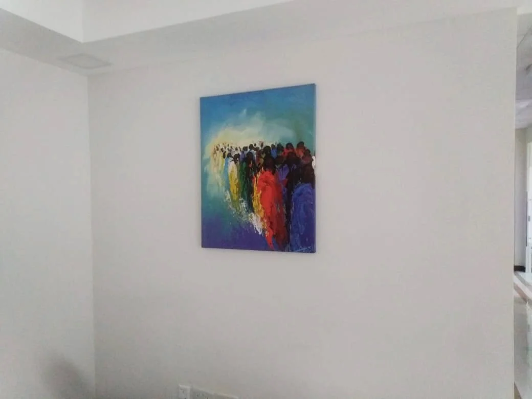 Artwork installation at Bliss HQ, view 3