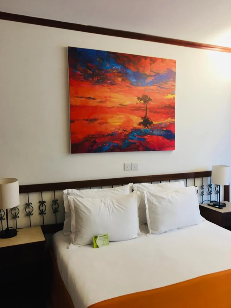 Artwork installation at Hotel Boulevard, view 2